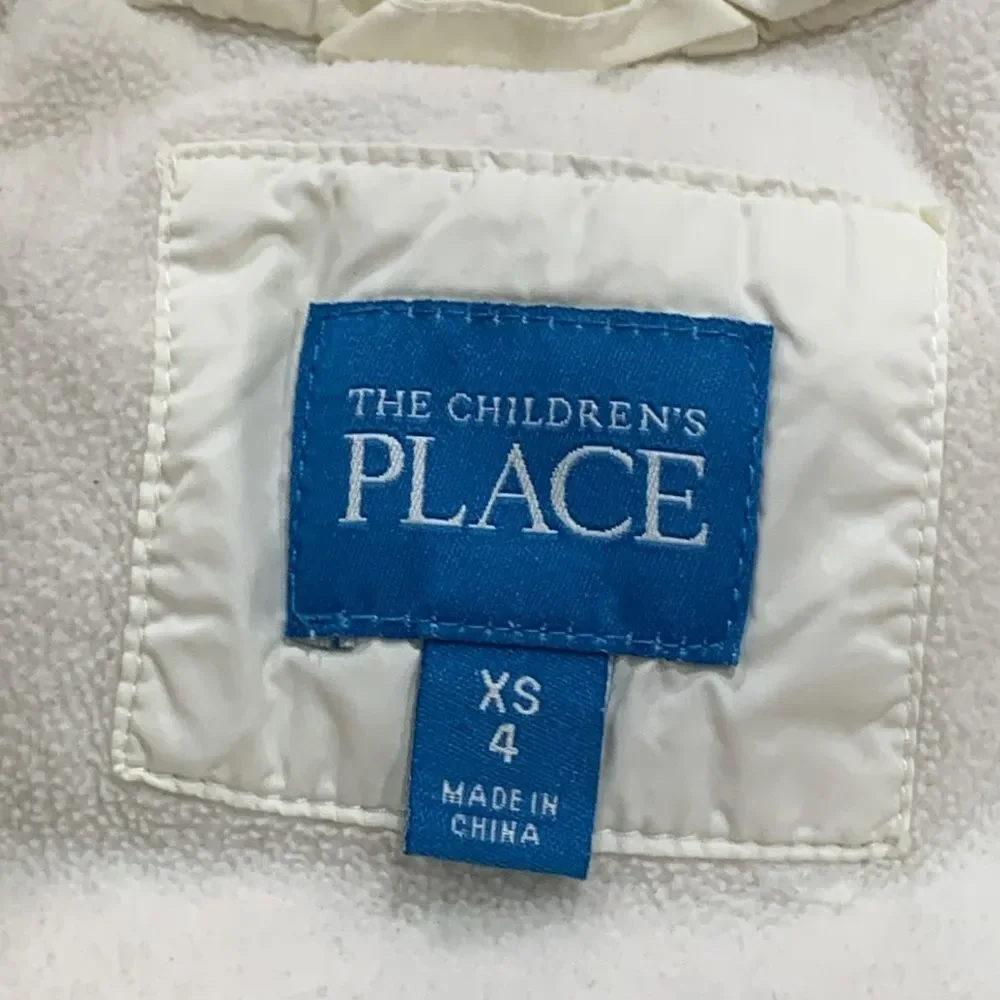 THE CHILDREN’S PLACE Little Girls Hooded Fleece Lined White Winter Puffer Coat 4